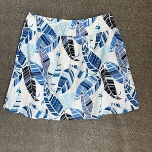 Tommy Bahama New Blue and Black Leaf A-Line Skirt Sz S/P